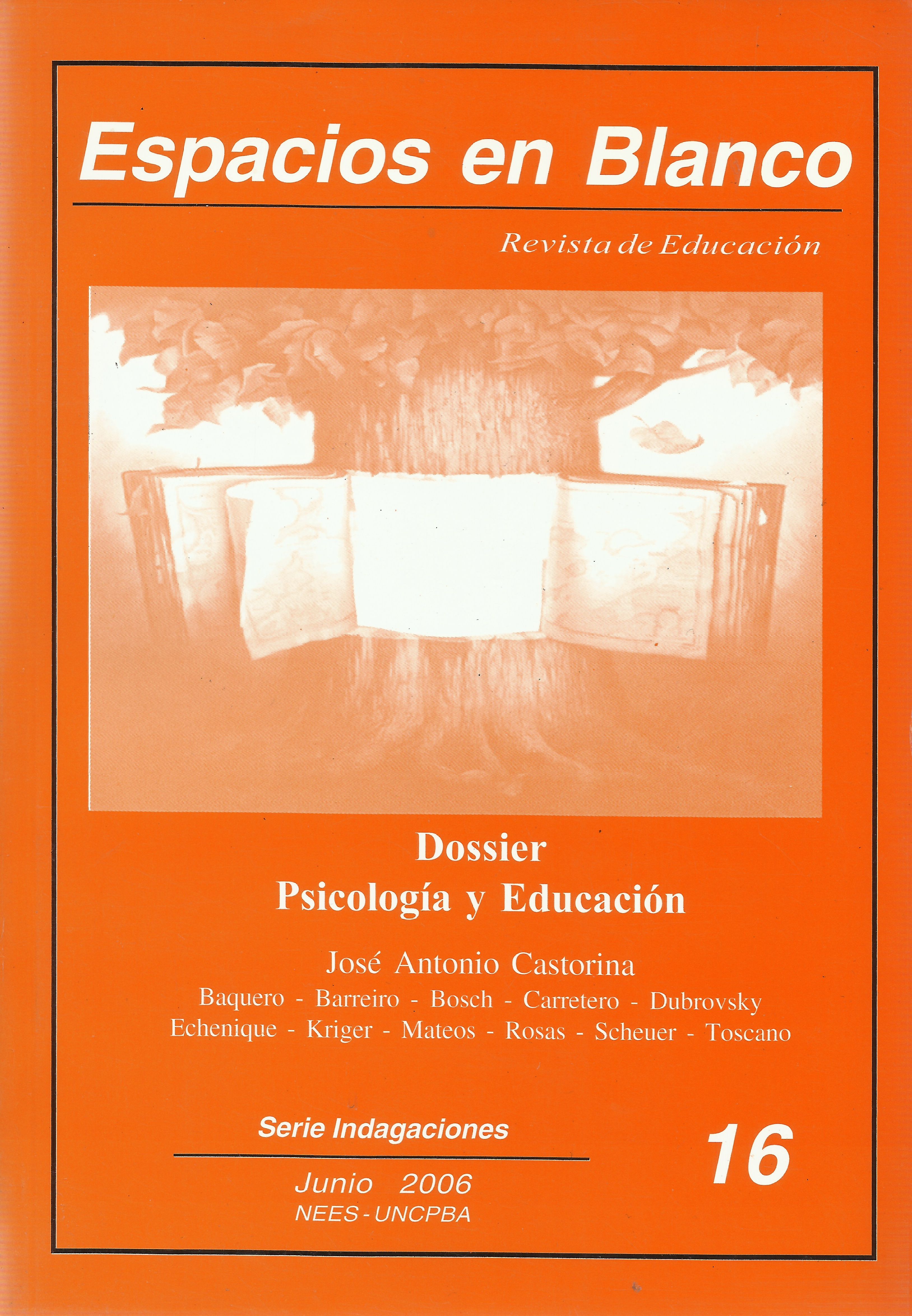 					Ver Núm. 16 (2006): Psicología y Educación
				